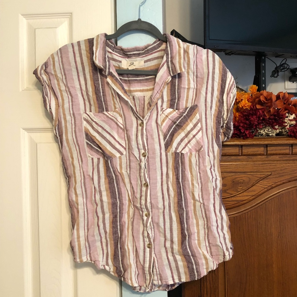 Women’s Striped Button Down Blouse